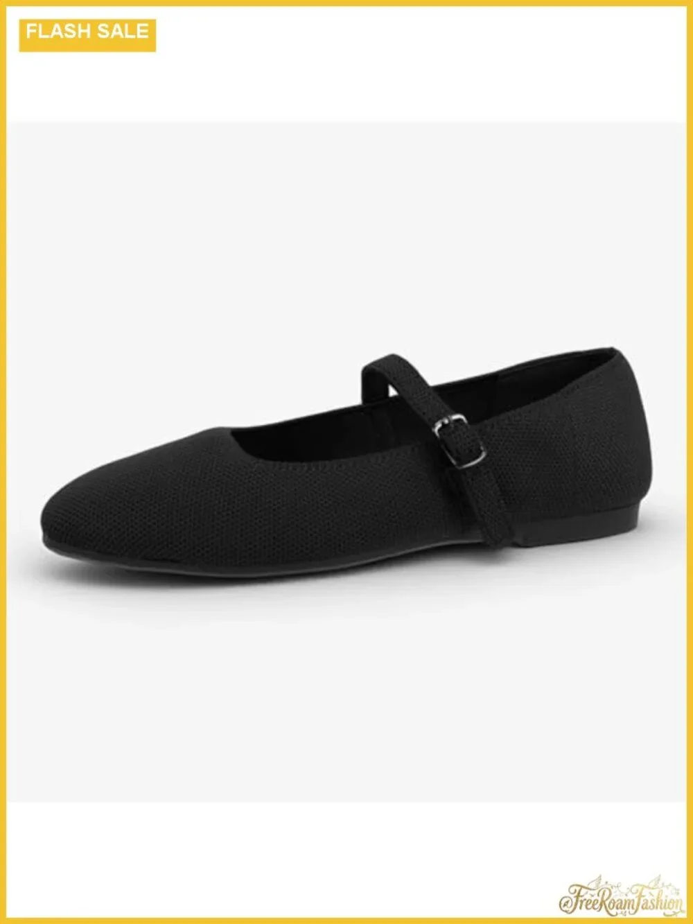 Women's Square Toe Knit Ballet Flats with Arch Support Adjustable Mary Jane